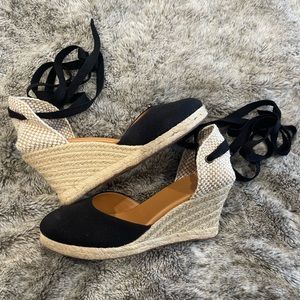 JCrew Made-in-Spain lace-up high-heel espadrilles